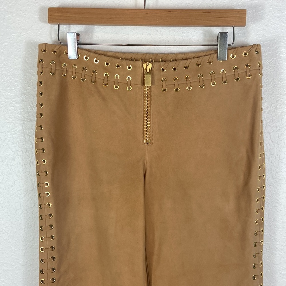 Nwot Michael Kors Collection Lamb Leather boho Fringe Whipstitched Pants - Picture 9 of 16